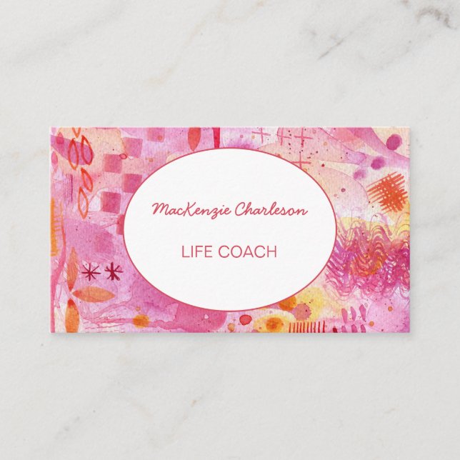 Modern Abstract Geometric Watercolor Business Card (Front)