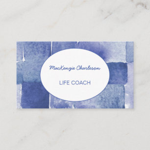 Modern Abstract Geometric Watercolor Pattern Blue Business Card