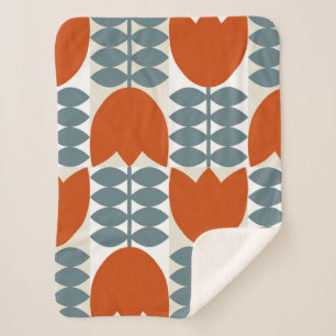 Modern abstract geometric with stylised flowers le sherpa blanket