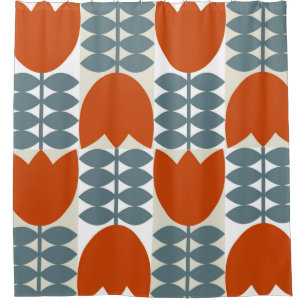 Modern abstract geometric with stylised flowers le shower curtain