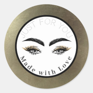 Modern Abstract Glam Gold Makeup Eyes Classic Round Sticker