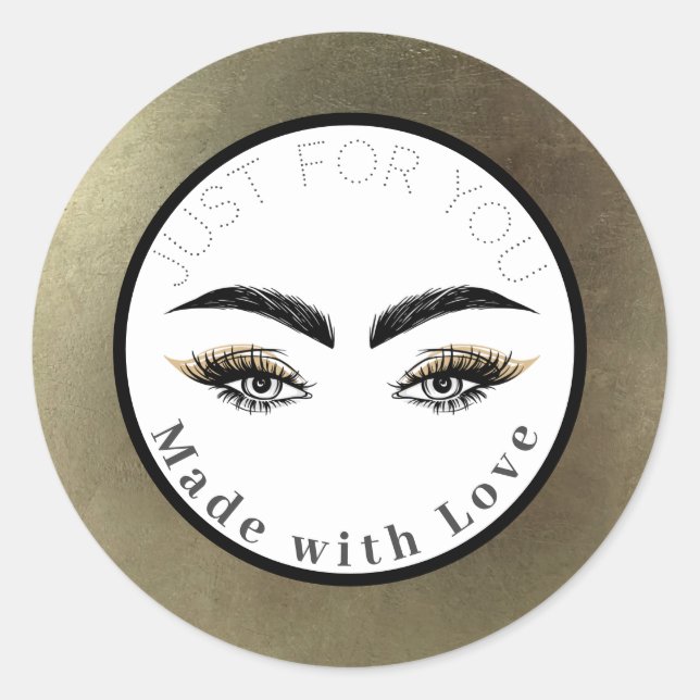 Modern Abstract Glam Gold Makeup Eyes Classic Round Sticker (Front)