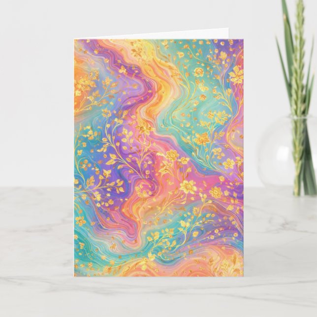 Modern Abstract Glitter Floral Monogram Design     Card (Front)