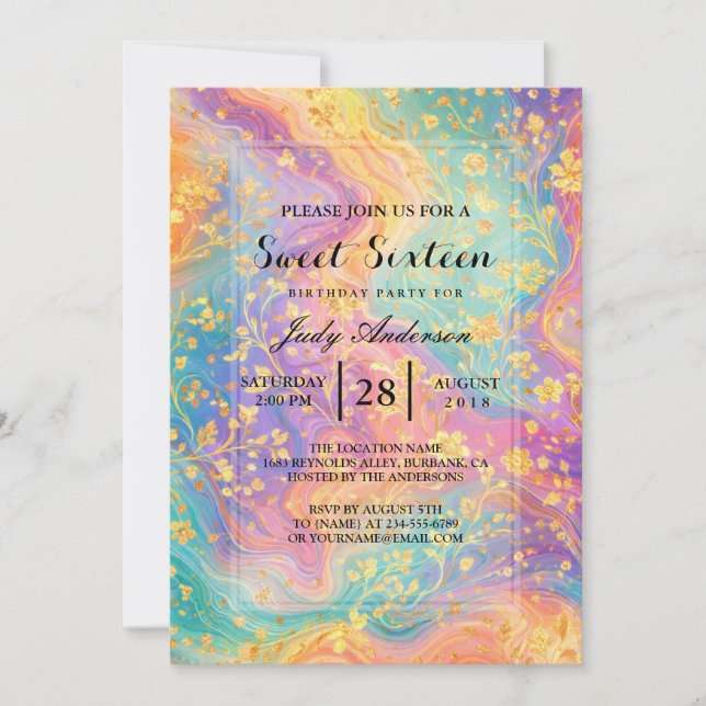Modern Abstract Glitter Floral Monogram Design     Invitation (Front)
