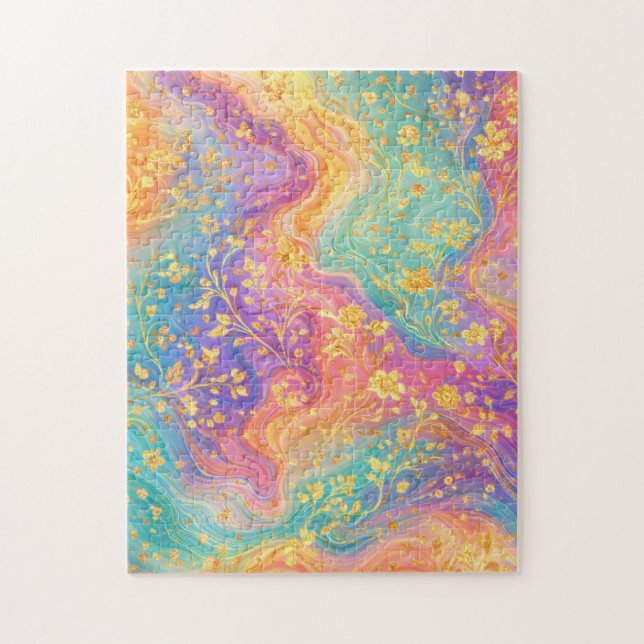 Modern Abstract Glitter Floral Monogram Design     Jigsaw Puzzle (Vertical)