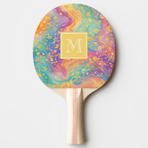 Modern Abstract Glitter Floral Monogram Design Ping Pong Paddle