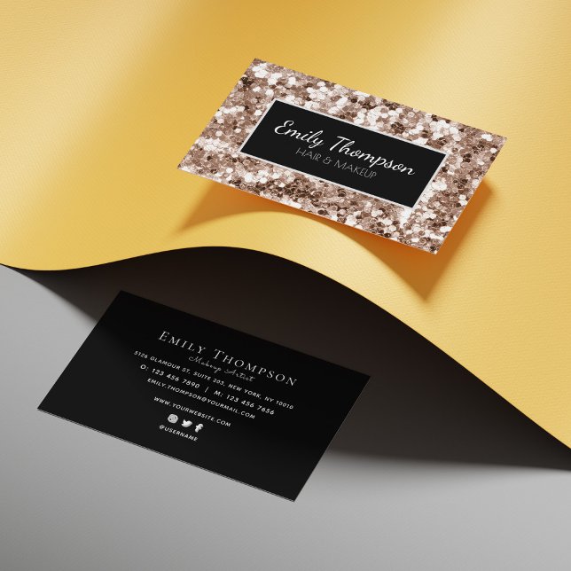 Modern Abstract Glitter Pattern Hair Makeup Artist Business Card (Creator Uploaded)