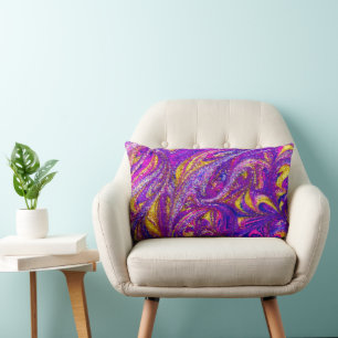 Modern abstract glitter purple lumbar pillow