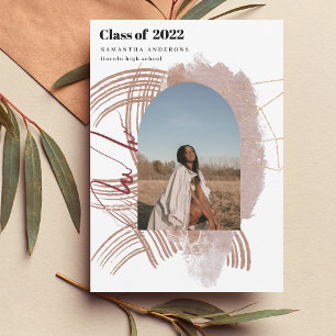 Modern Abstract Gold And Pink Graduate Photo Invit Invitation