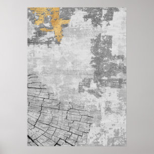 Modern Abstract Gold & Grey Wall Art Poster