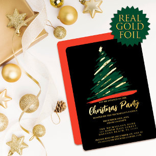 Modern Abstract Gold Red Green Tree Christmas