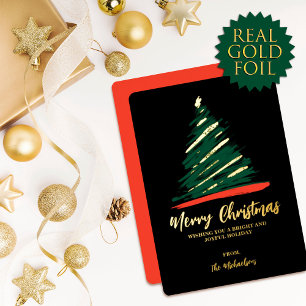 Modern Abstract Gold Red Green Tree Christmas