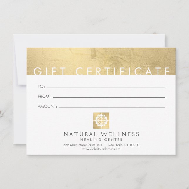 Modern Abstract Gold Wellness Gift Certificate (Front)