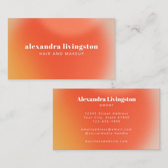 Modern Abstract Gradient Creative Artsy Orange Red Business Card (Front/Back)