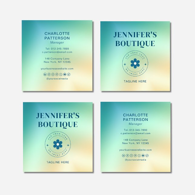Modern Abstract Gradient Trendy Add Logo Square Business Card (Creator Uploaded)