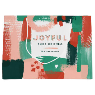 Modern abstract graphic red, pink + green joyful large gift bag