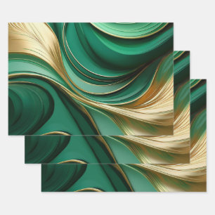 Modern Abstract Green and Gold Wrapping Paper Sheet