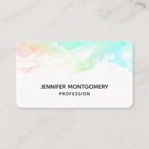 Modern Abstract Green & Blue Watercolor Swirls Business Card