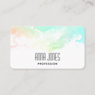 Modern Abstract Green & Blue Watercolor Swirls Business Card