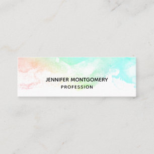 Modern Abstract Green & Blue Watercolor Swirls Mini Business Card