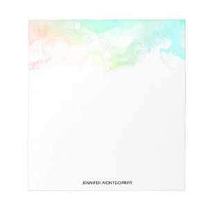 Modern Abstract Green & Blue Watercolor Swirls Notepad