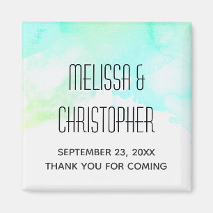 Modern Abstract Green & Blue Watercolor Thank You Magnet