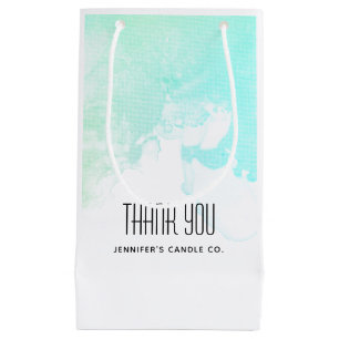 Modern Abstract Green & Blue Watercolor Thank You Small Gift Bag