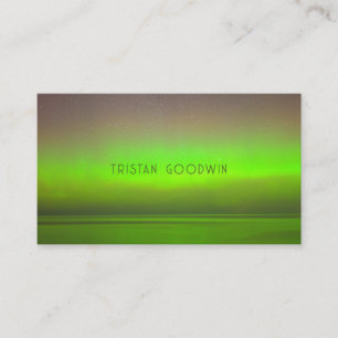 Modern Abstract Green Glow Minimalist Script Business Card