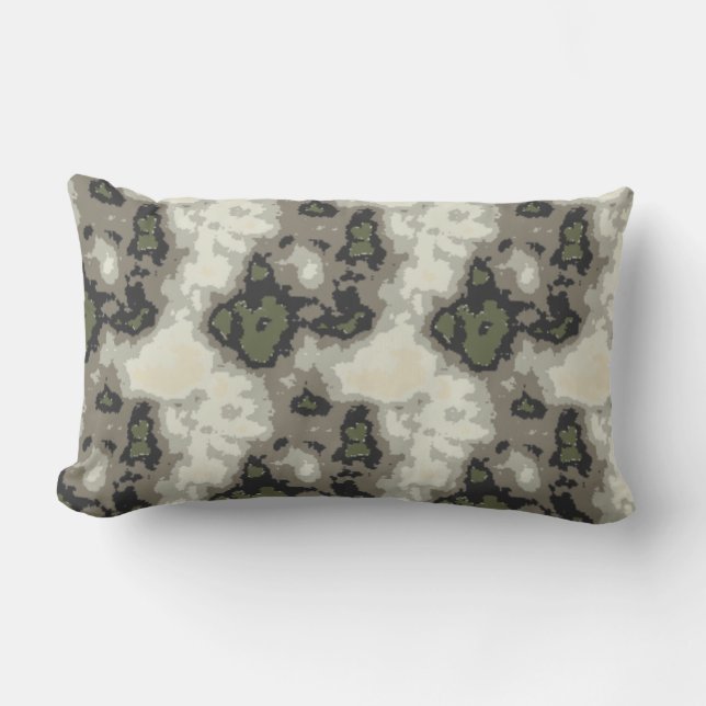 Modern Abstract Green Grey Beige Pattern Throw Pil Lumbar Cushion (Front)