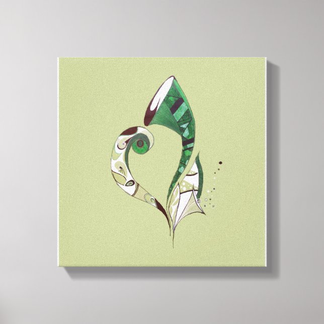 Modern abstract Green hand drawn ink illustration Canvas Print (Front)