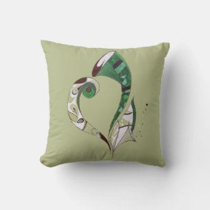 Modern abstract Green hand drawn ink illustration Cushion