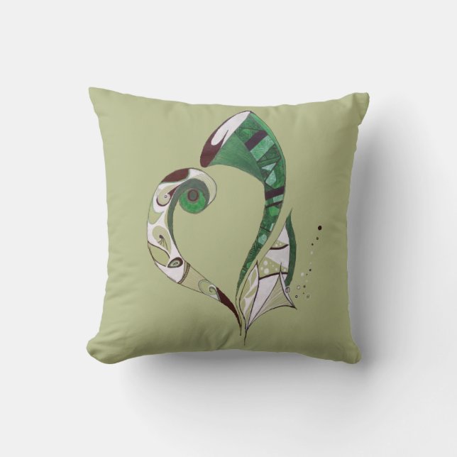 Modern abstract Green hand drawn ink illustration Cushion (Front)