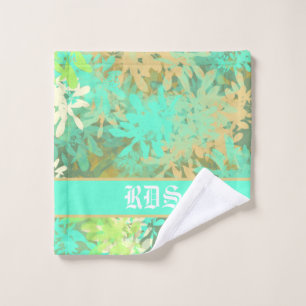 Modern Abstract Green Leaf Pattern Bath Towel Set