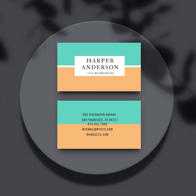 Modern Abstract Green & Orange Professional Business Card (Creator Uploaded)