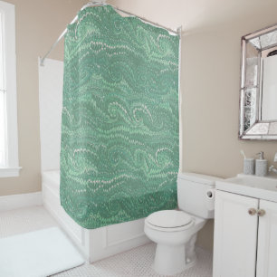 Modern Abstract Green Swirls Marble Pattern Shower Curtain