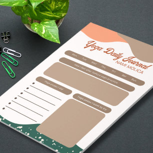 Modern Abstract Green Terra Cotta Yoga Daily  Notepad