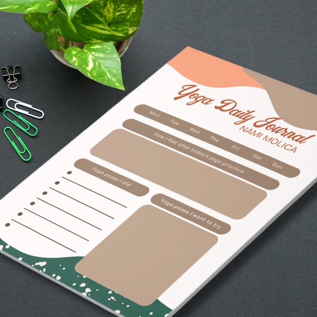 Modern Abstract Green Terra Cotta Yoga Daily  Notepad (Creator Uploaded)