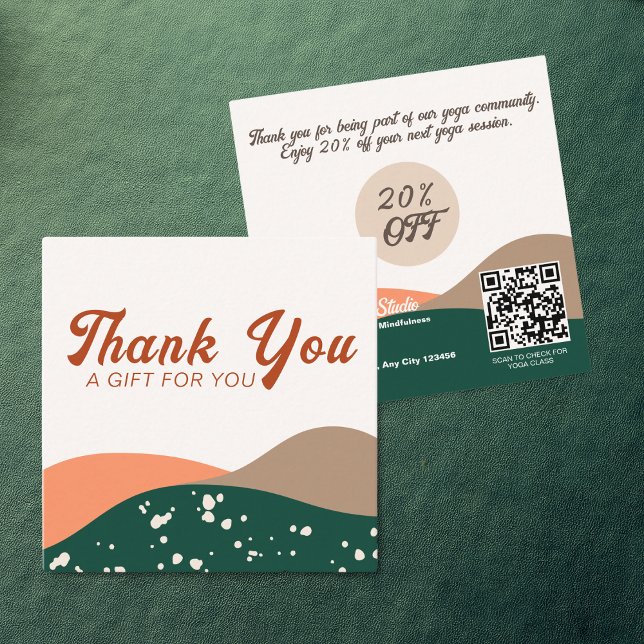 Modern Abstract Green Terra Cotta Yoga  Discount Card (Creator Uploaded)