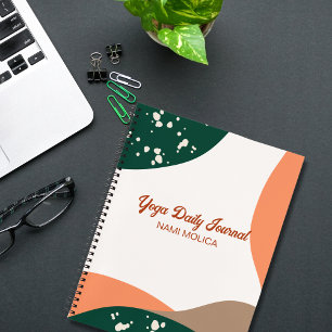 Modern Abstract Green Terra Cotta Yoga Studio Notebook