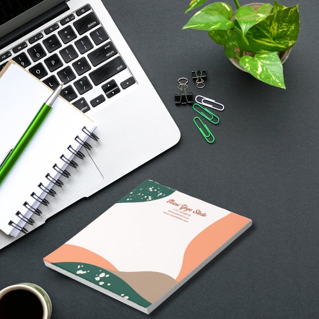 Modern Abstract Green Terra Cotta  Yoga Studio Notepad (Creator Uploaded)