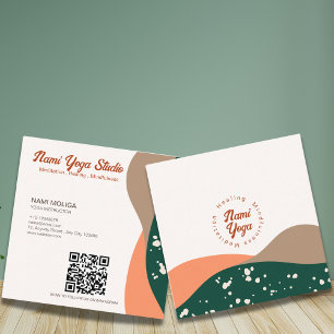 Modern Abstract Green Terra Cotta Yoga Studio Square Business Card