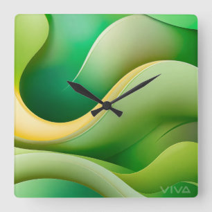 Modern Abstract Green Wave Wall Clock