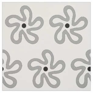 Modern Abstract Grey Flower Fabric