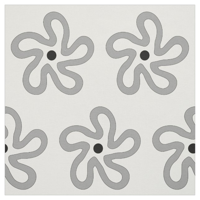 Modern Abstract Grey Flower Fabric (Swatch)