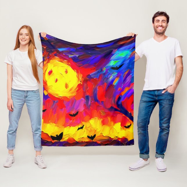 Modern Abstract Halloween Night Fleece Blanket (In Situ)