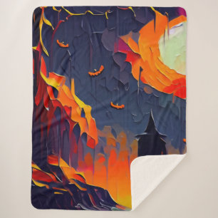 Modern Abstract Halloween Night Sherpa Blanket
