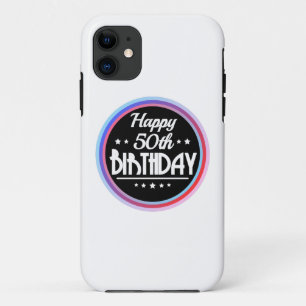 Modern Abstract Happy 50th Birthday Case-Mate iPhone Case
