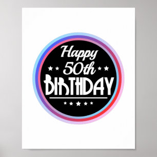 Modern Abstract Happy 50th Birthday Poster