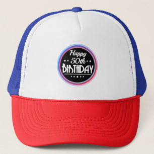 Modern Abstract Happy 50th Birthday Trucker Hat