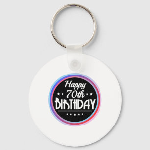 Modern Abstract Happy 70th Birthday Key Ring